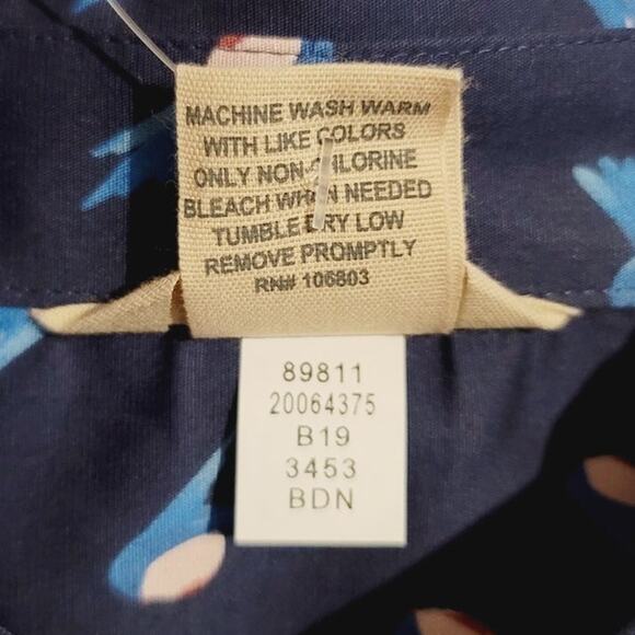 Duluth Trading Co Wrinklefighter Button Up Shirt Bird Print XS NEW - Picture 5 of 10